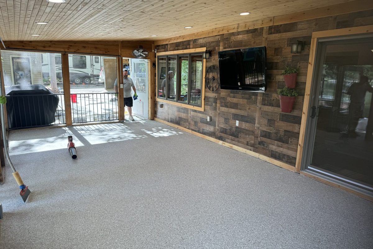 Screened porch floor coating