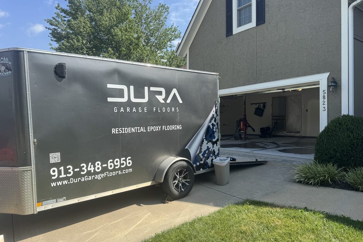 Dura Garage Floors trailer on site